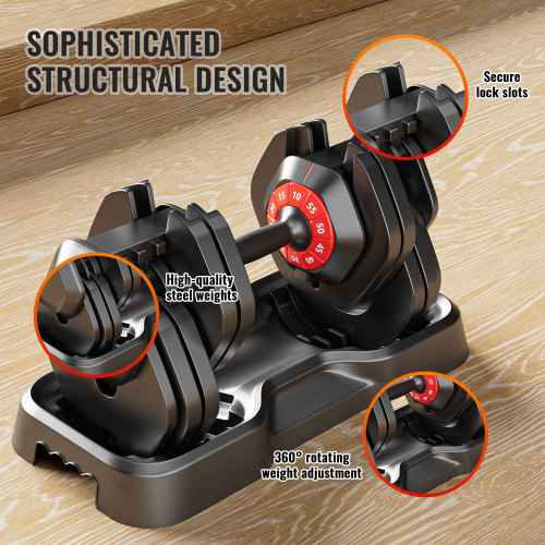 Adjustable 10-in-1 Dumbbell Set with Rotating Handle