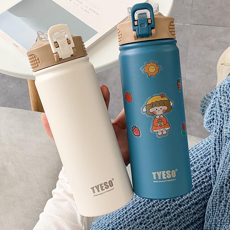 Stainless Steel Thermos Mug with Straw Thermal Insulation