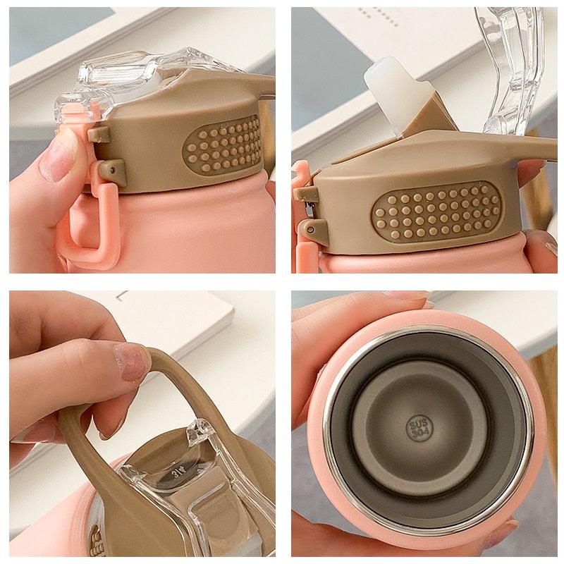 Stainless Steel Thermos Mug with Straw Thermal Insulation