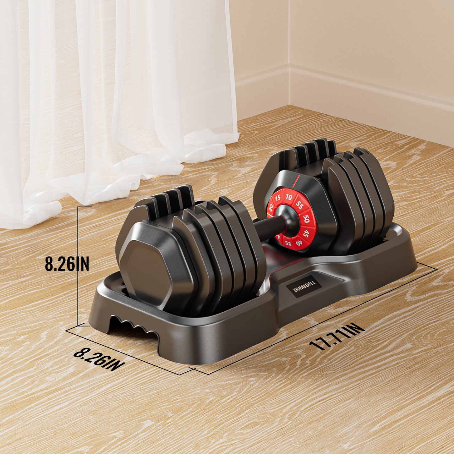 Adjustable 10-in-1 Dumbbell Set with Rotating Handle