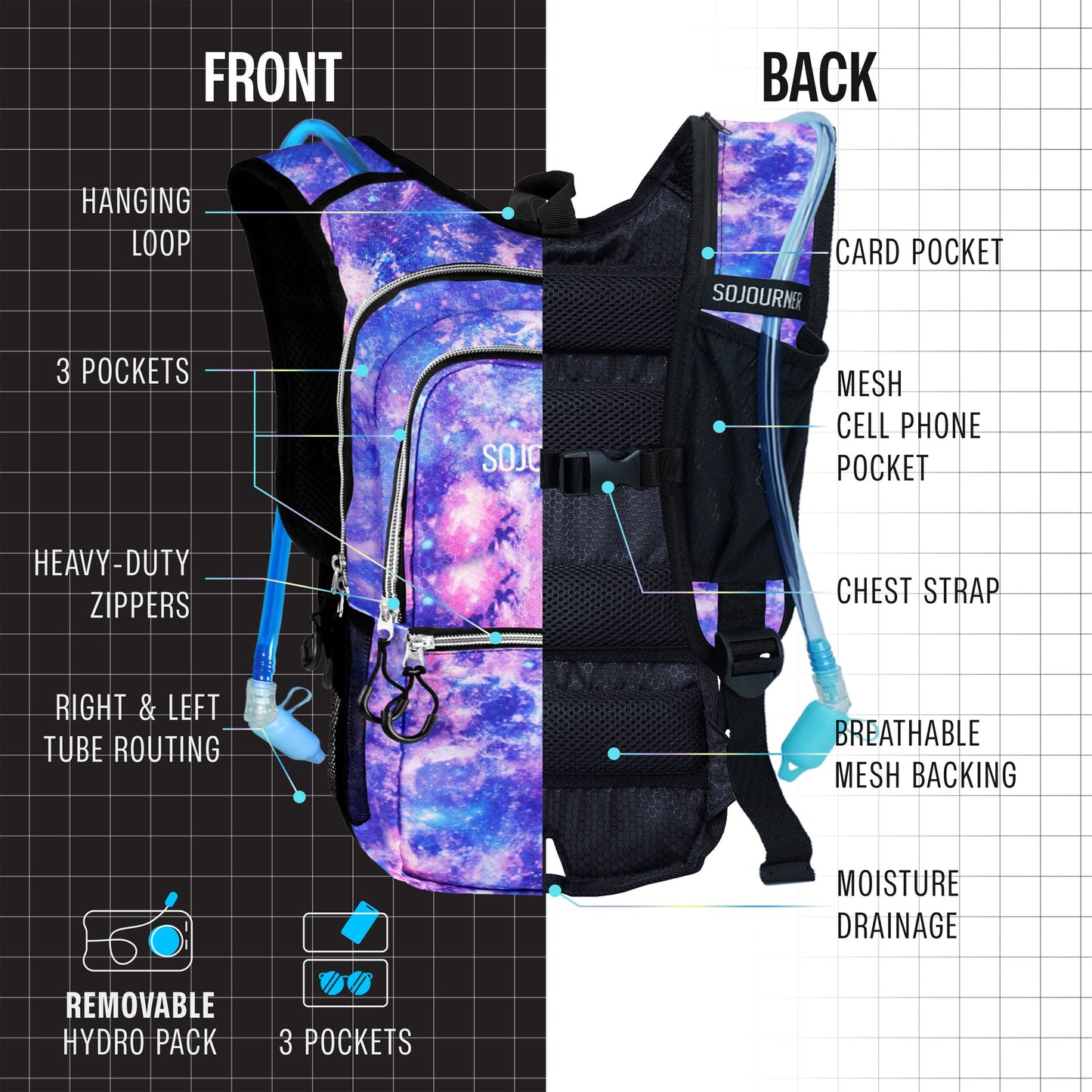 Medium Hydration Pack Backpack for Outdoor Adventures