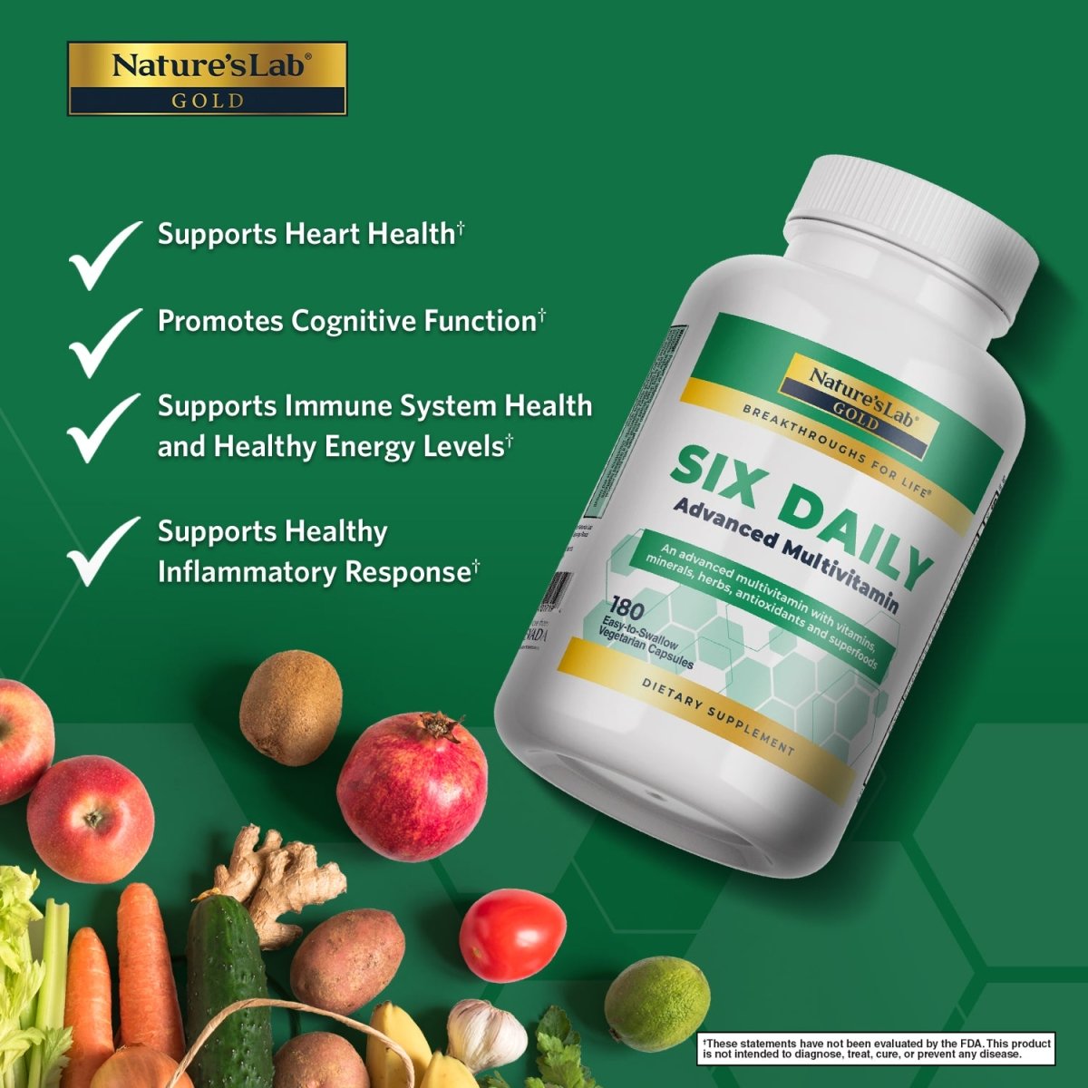 Gold Six Daily Advanced Multivitamin 180 Capsules